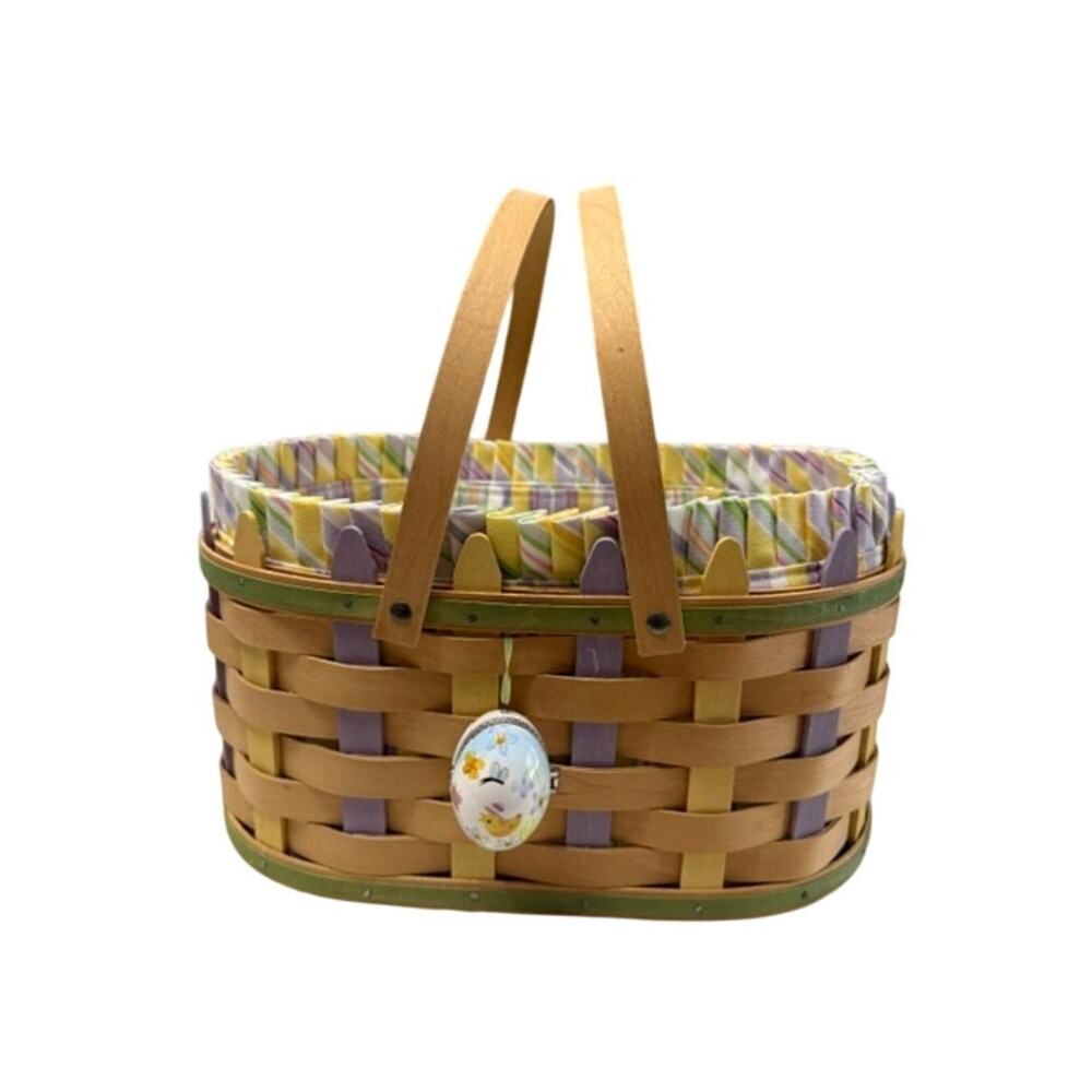 Longaberger 2007 Large Oval Picket Fence Easter Basket Liner Protector Trinket